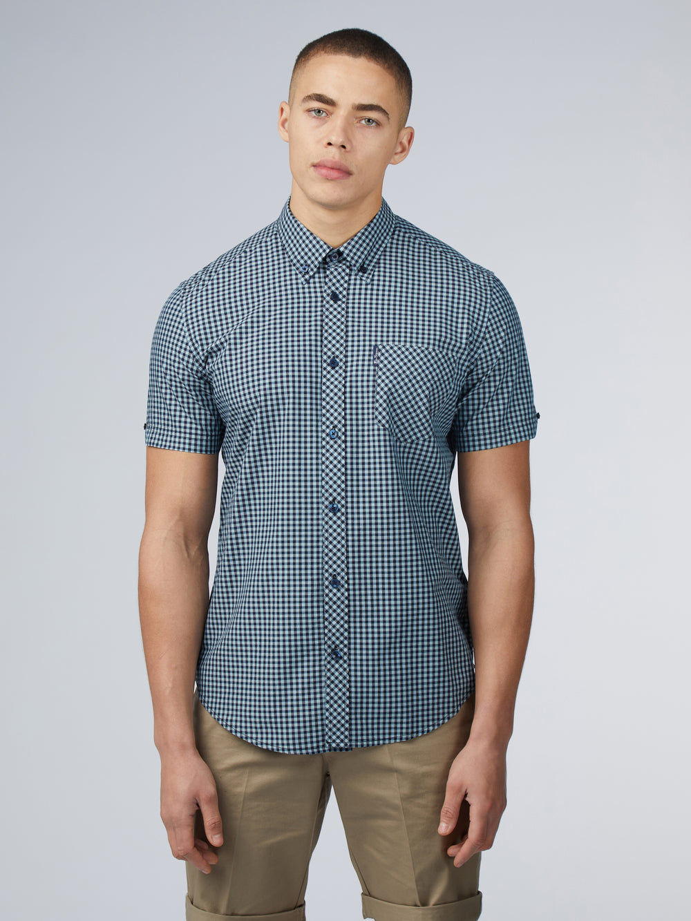 Chemises Ben Sherman Signature Short Sleeve Gingham Bleu | FKH-53979264